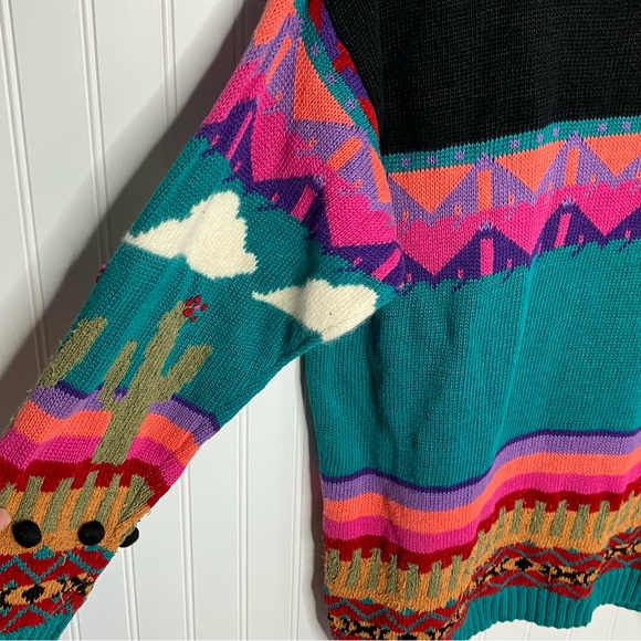 vintage sweater womens Medium Oversized Tribal Southwestern Aztec Desert Artsy - Picture 11 of 12